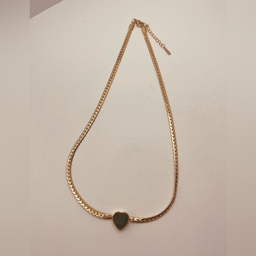 Gold Plated Necklace For Women Pendant Emerald Color